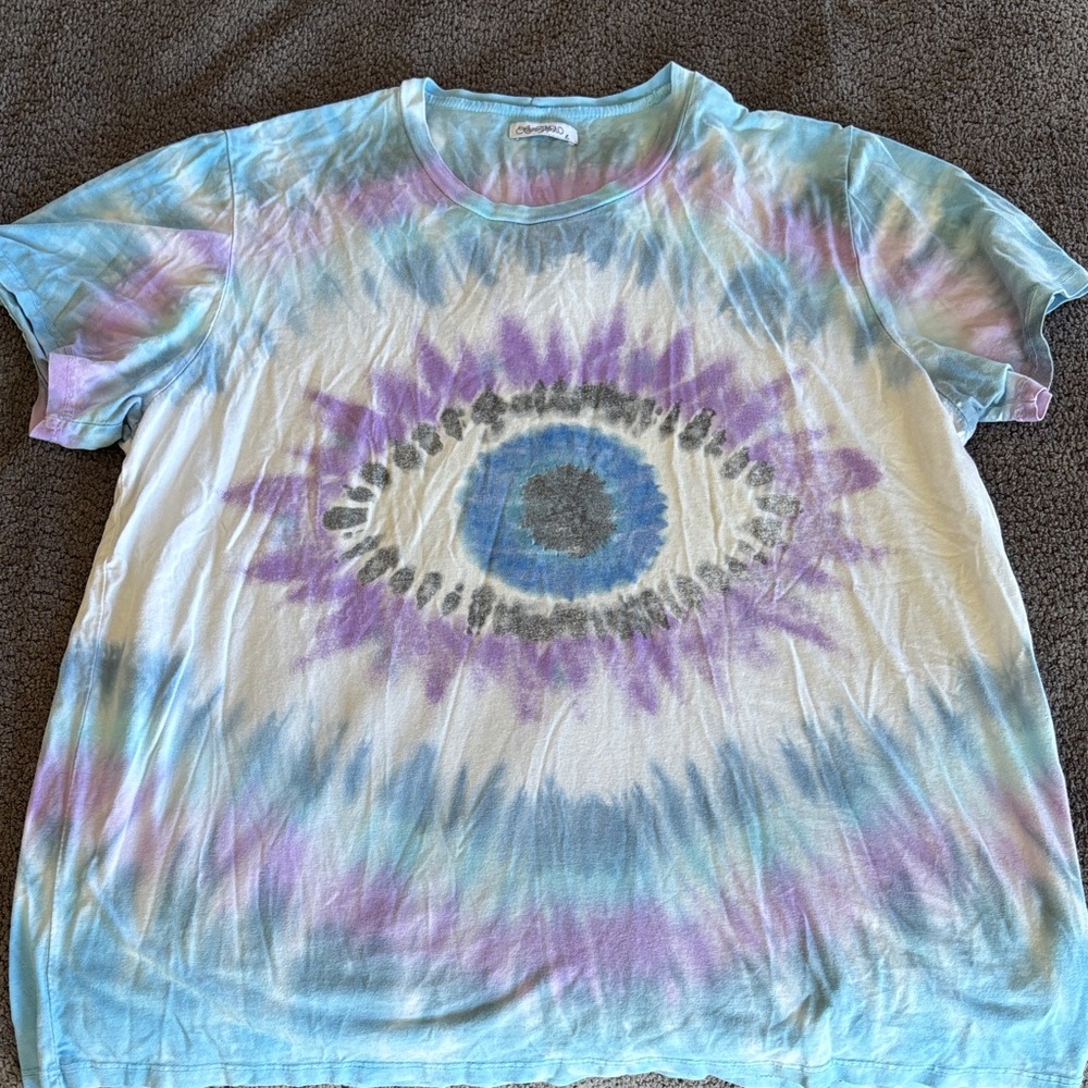 Lauren Moshi Pastel Tie-Dye Eye Graphic Short Sleeve Tee